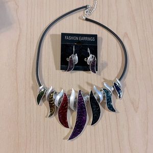 Colorful necklace and earring set